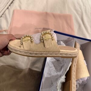 Stuart Weitzman Women's Cream Espadrille Sandals